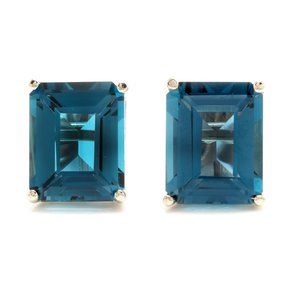 COPY - 7.45 Ct London Blue Topaz 14KW Gold Stud Earring